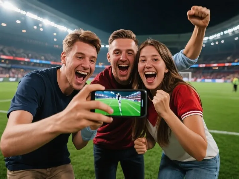 Fans using the app